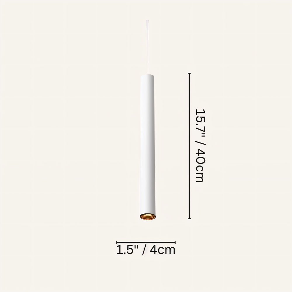 Clérachic cluster pendant light dimension diagram for the matte white 40 cm drop, 4 cm diameter, on a cream ground.
