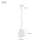 Clérachic pendant light dimension drawing, 1 of 3, every measurement marked in centimetres and inches.