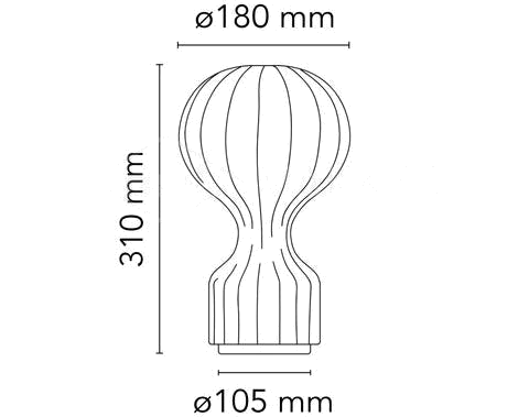 Dimension drawing of this Clérachic table lamp, with its 31 cm height and 18 cm shade width marked.