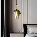 Clérachic Cognac Glass Pendant Light for Bedside — gallery 04, ModernCreativeDomeMulti LayerGlassHangingLig 7.