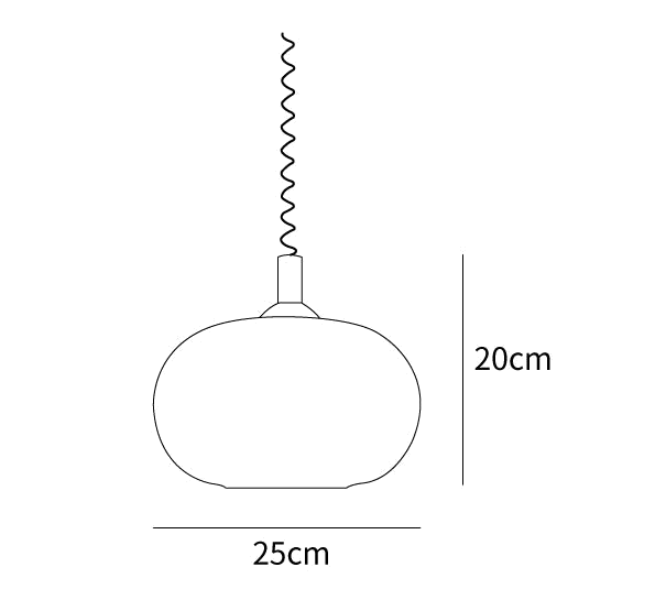 Clérachic pendant light dimension drawing, every measurement marked in centimetres.
