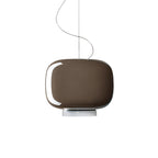 Glossy taupe-brown glass shade with a white base, this Clérachic pendant on a plain white backdrop.