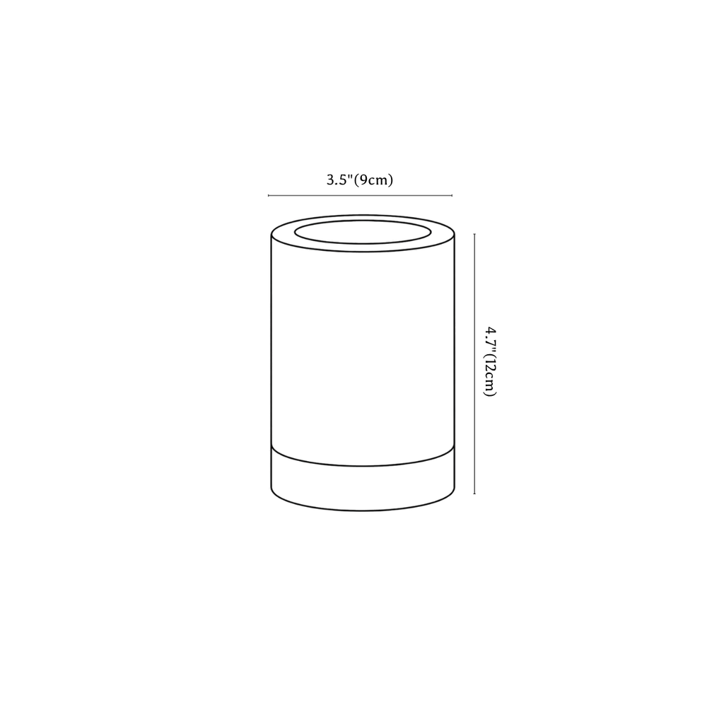Clérachic table lamp dimension drawing, 1 of 2, every measurement marked in centimetres and inches.