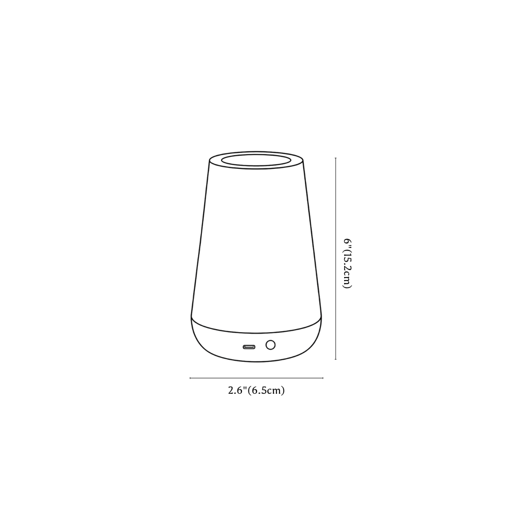 Clérachic table lamp dimension drawing, 2, every measurement marked in centimetres and inches.