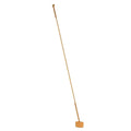 A slim ochre Clérachic floor lamp strip leans steeply to a round ochre base on a plain white backdrop.