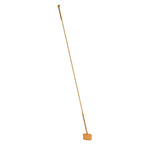 A slim ochre Clérachic floor lamp strip leans steeply to a round ochre base on a plain white backdrop.