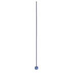 Full-length view of a blue Clérachic floor lamp strip standing nearly vertical on a round blue base, against plain white.