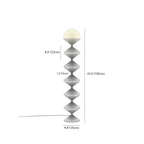 Clérachic floor lamp dimension drawing, 3, every measurement marked in centimetres and inches.