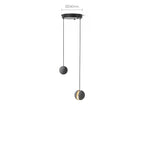 Product view of two Clérachic pendants on a round black ceiling plate, with the plate width marked above.