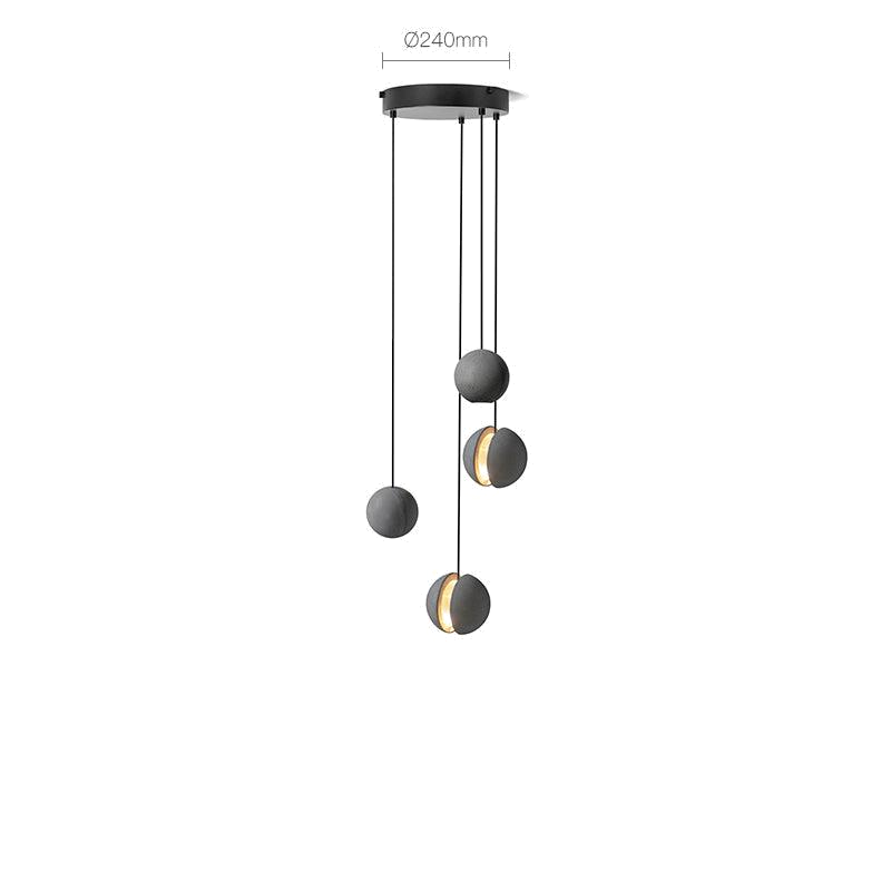 Clérachic pendant light dimension drawing, 3 of 4, every measurement marked in centimetres and inches.
