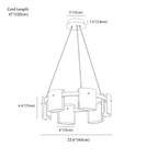 Clérachic chandelier dimension drawing, 1 Tier, Small, 6 Heads, every measurement marked in centimetres and inches.