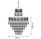 Clérachic pendant light dimension drawing, 2 of 2, every measurement marked in centimetres and inches.