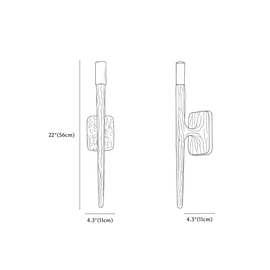 Clérachic wall light dimension drawing, every measurement marked in centimetres and inches.