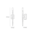 Clérachic wall light dimension drawing, every measurement marked in centimetres and inches.