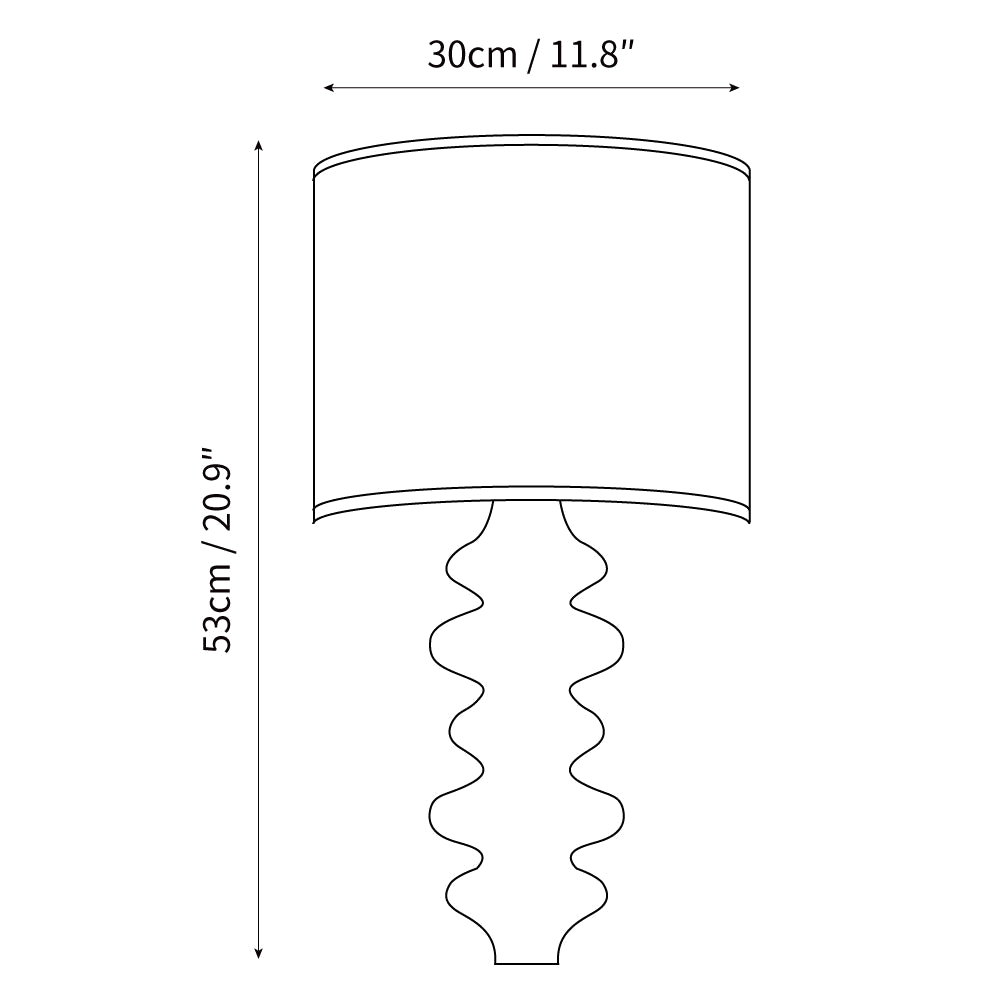 Dimension drawing of this Clérachic wall light, with its 30 cm shade width and 53 cm overall height marked.