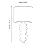 Dimension drawing of this Clérachic wall light, with its 30 cm shade width and 53 cm overall height marked.
