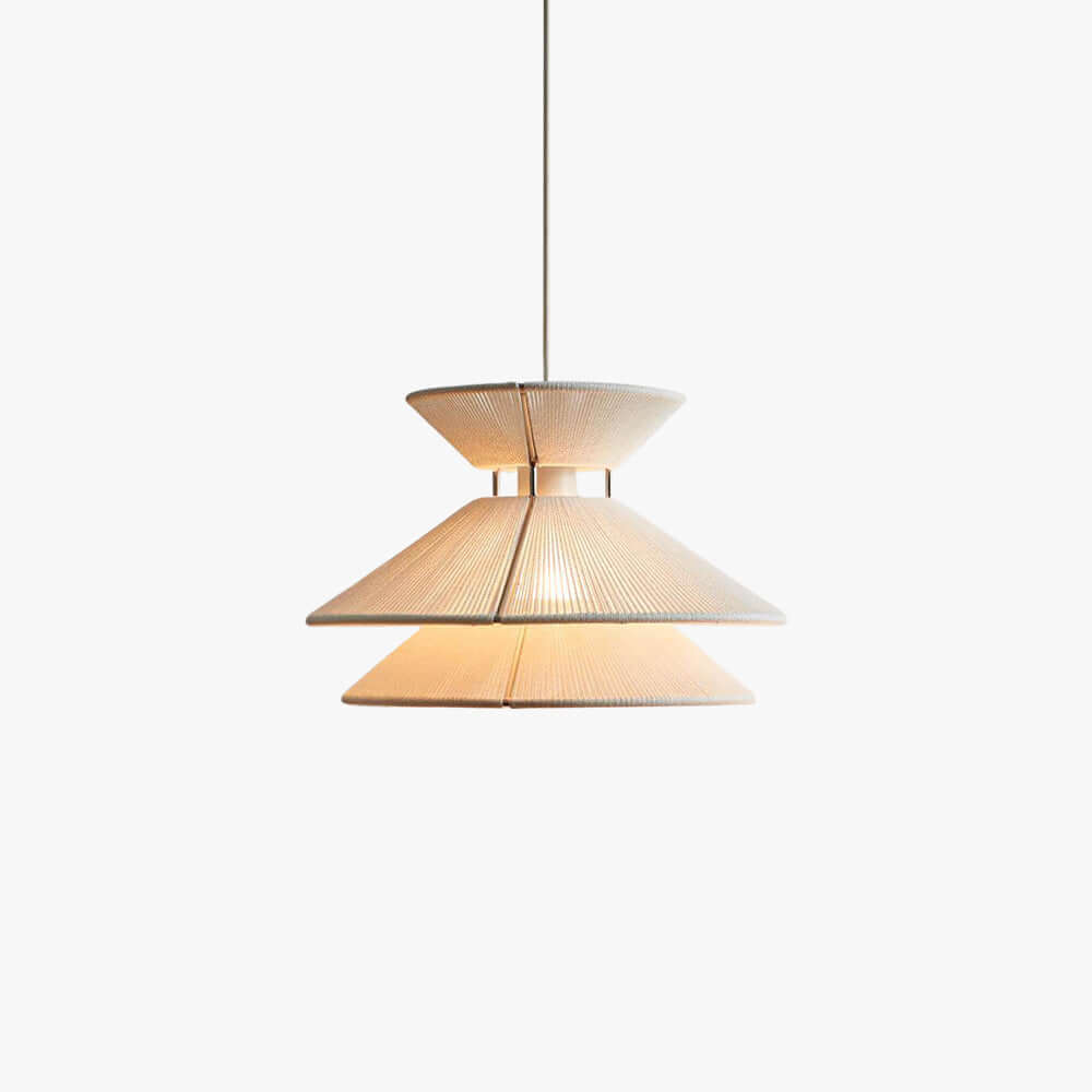 Two tiers of natural cotton cord wrap this Clérachic pendant light, hung on a single fine cord against a white backdrop.