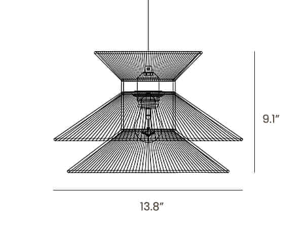Dimension drawing of this Clérachic pendant light, with its height and width marked.