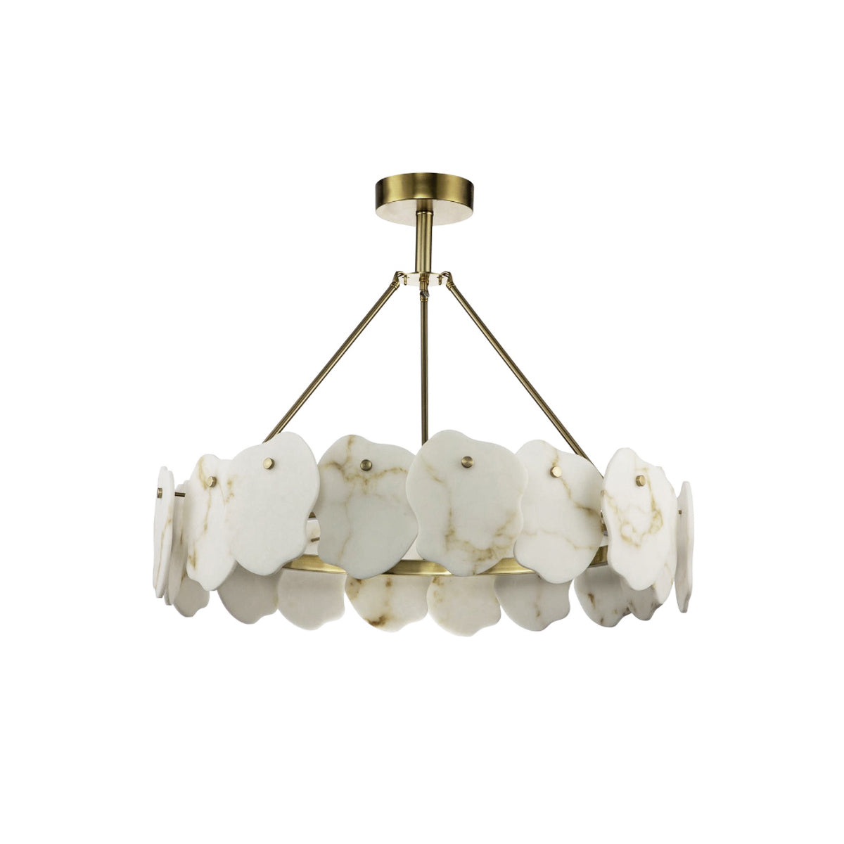The Clérachic Cryon straight on, showing two staggered tiers of alabaster petals carried on a slim brass hoop.