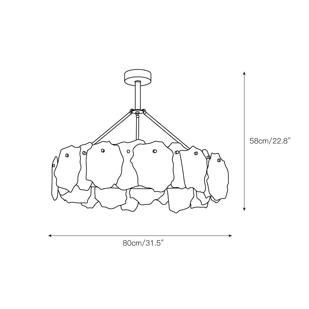 Line drawing of the Clérachic Cryon with measurements marked: 80 cm / 31.5 in wide and 58 cm / 22.8 in tall.