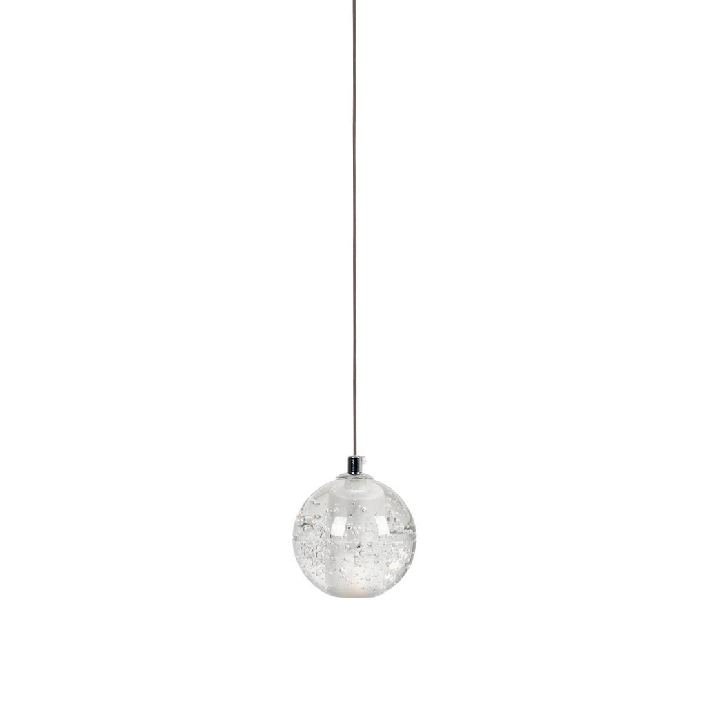 A single Clérachic crystal ball pendant with a chrome cap on a long thin cable, shown on a plain white backdrop.