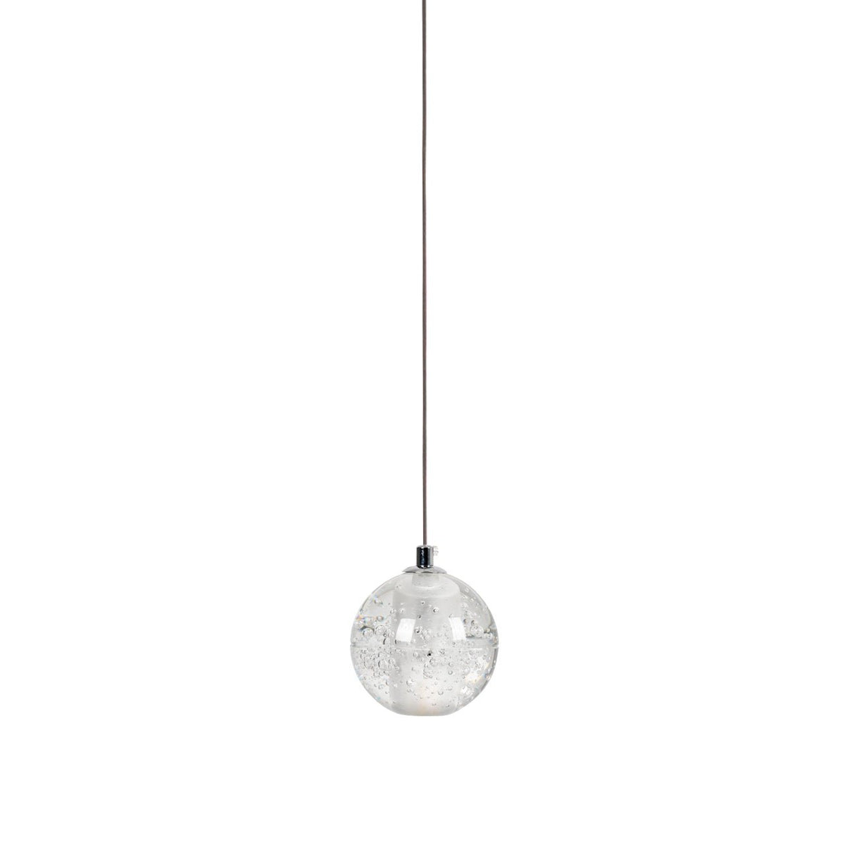 A single Clérachic crystal ball pendant with a chrome cap on a long thin cable, shown on a plain white backdrop.