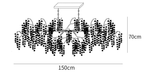 Dimension drawing of this Clérachic long chandelier, with its length and height marked.