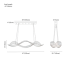 Clérachic chandelier dimension drawing, 120 cm, every measurement marked in centimetres and inches.