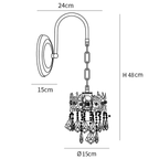 Dimension drawing of this Clérachic wall sconce, with its 48 cm height, 24 cm projection and 15 cm width marked.