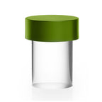 Large view of this Clérachic lamp on white, with a matt olive-green cap over clear smooth glass.