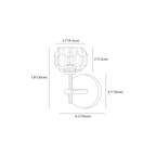 Clérachic wall light dimension drawing, 2 of 3, every measurement marked in centimetres and inches.