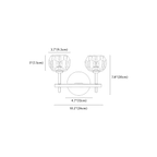 Clérachic wall light dimension drawing, 3 of 3, every measurement marked in centimetres and inches.