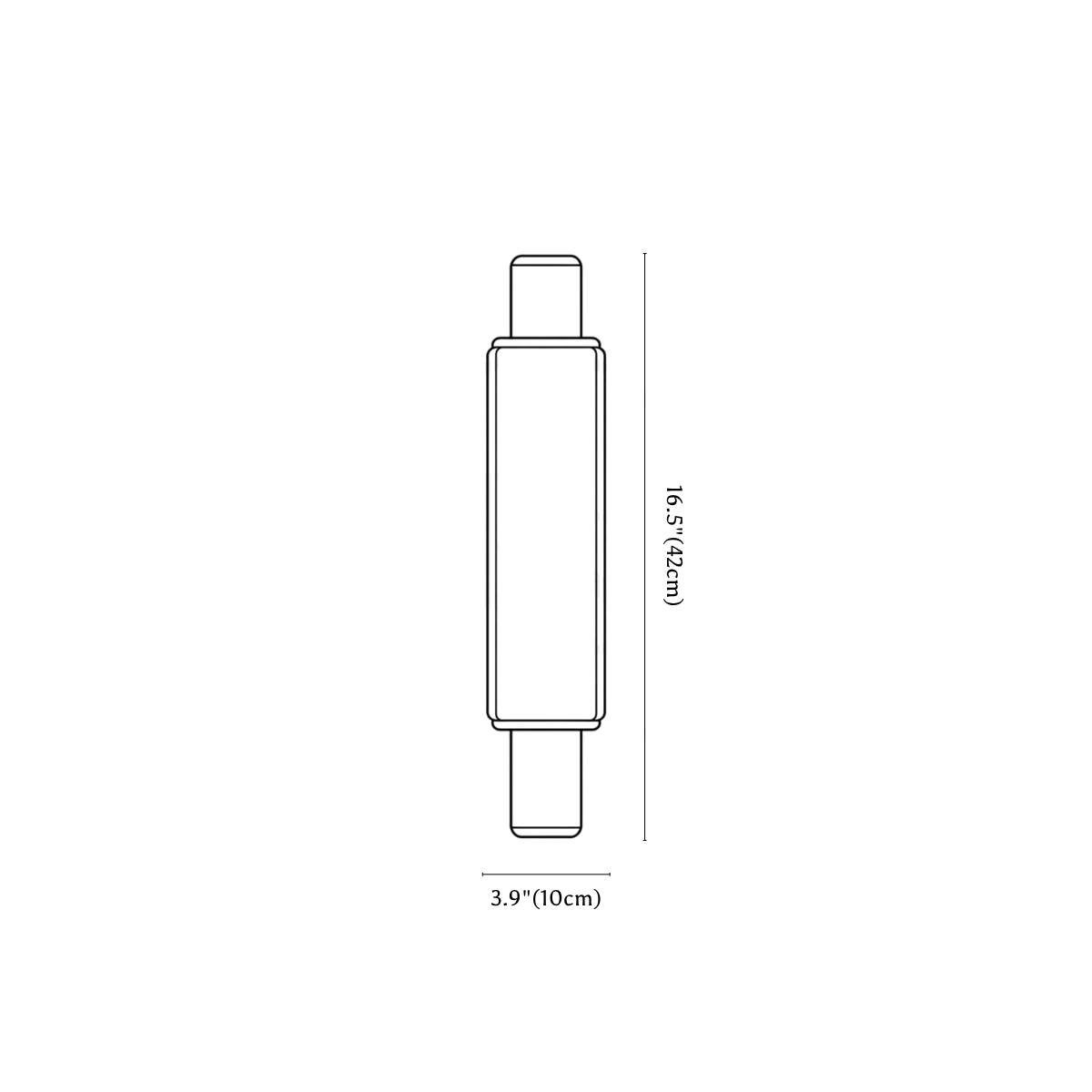 Clérachic wall light dimension drawing, 42 cm, every measurement marked in centimetres and inches.