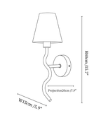 Clérachic wall light dimension drawing, every measurement marked in centimetres and inches.