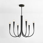 Black Clérachic chandelier with six arms, shown on a plain pale backdrop with a short rod and round canopy.