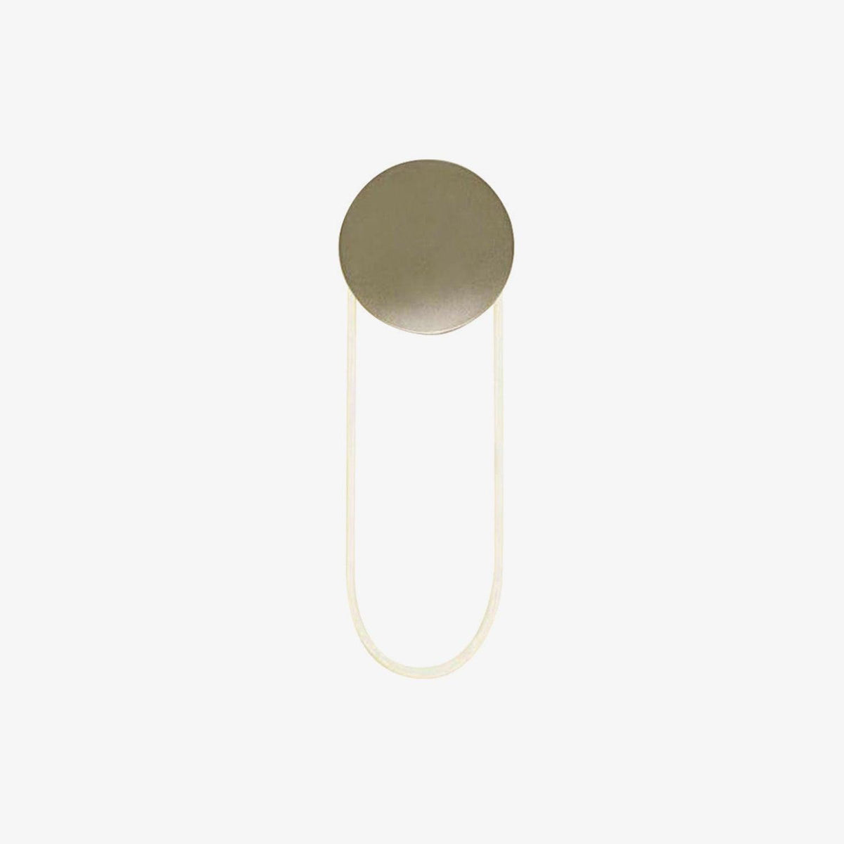 Gold disc and a soft, pale LED loop on this Clérachic wall light, shown unlit on a plain white backdrop.
