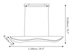 Clérachic pendant light dimension drawing, 1 of 3, every measurement marked in centimetres and inches.