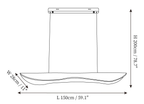 Clérachic pendant light dimension drawing, 3 of 3, every measurement marked in centimetres and inches.