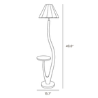 Dimension drawing of this Clérachic floor lamp with a pleated shade, with its height and base width marked.