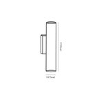 Clérachic wall light dimension drawing, every measurement marked in centimetres and inches.