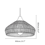 Clérachic pendant light dimension drawing, 2 of 4, every measurement marked in centimetres and inches.