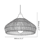 Clérachic pendant light dimension drawing, 4 of 4, every measurement marked in centimetres and inches.