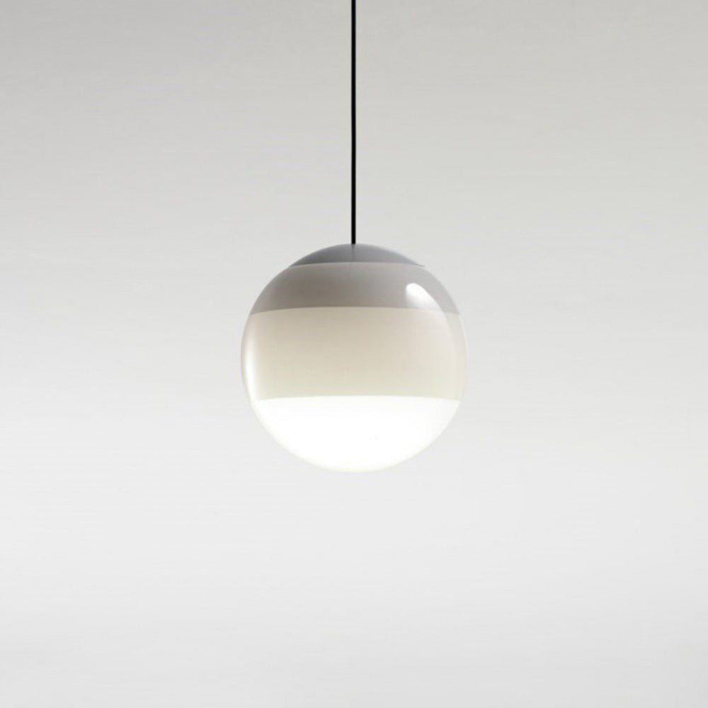 Clérachic dipped gradient glass pendant light in warm grey, the tinted crown fading into an opal white base on a slim black cord.