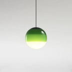 Bottle green globe of the Clérachic dipped gradient glass pendant light, its lower half opal white for a soft spread of light.