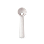 White textured Clérachic floor lamp with a tapering stem and an open bowl shade, on a plain white background.