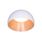 A white Clérachic dome ceiling light seen from below, showing the oak-effect interior and a round white light source.