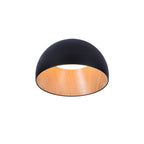 A smaller black Clérachic dome ceiling light with an oak-effect interior, cut out on a white backdrop.