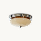 A Clérachic ceiling light in chrome and beige, shown from a low angle on a plain white background.