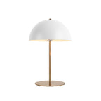White dome table lamp from Clérachic with a gold stem and base, shown straight on against a white background.