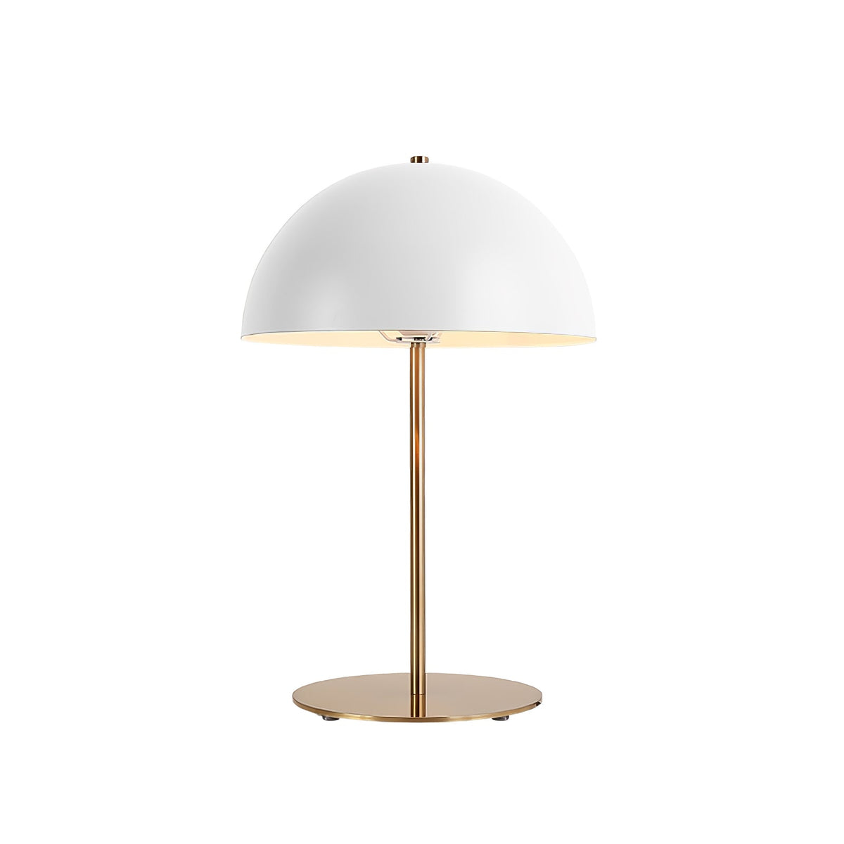 White dome table lamp from Clérachic with a gold stem and base, shown straight on against a white background.